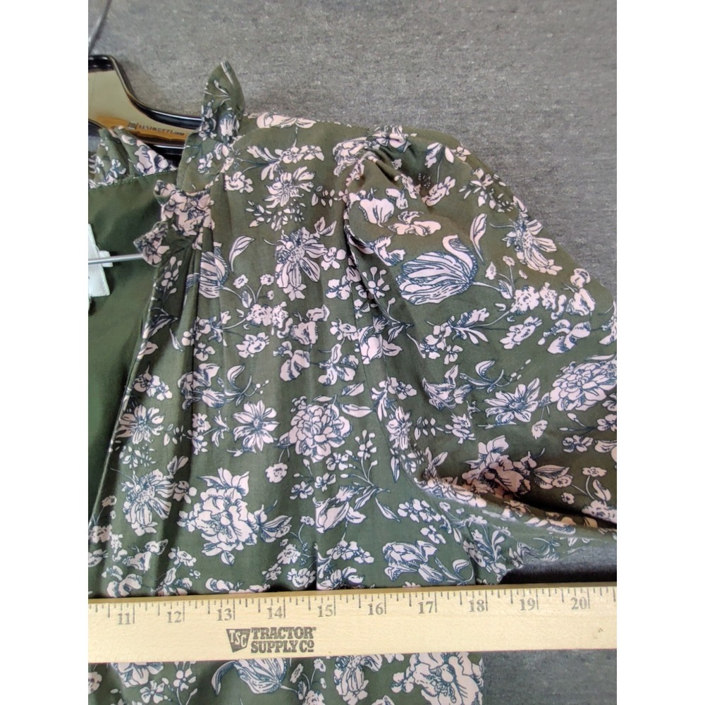 The Nines Womes Dress Small Green Floral Maxi Ruffle V Neck Prairie Cottage Core - Picture 6 of 10